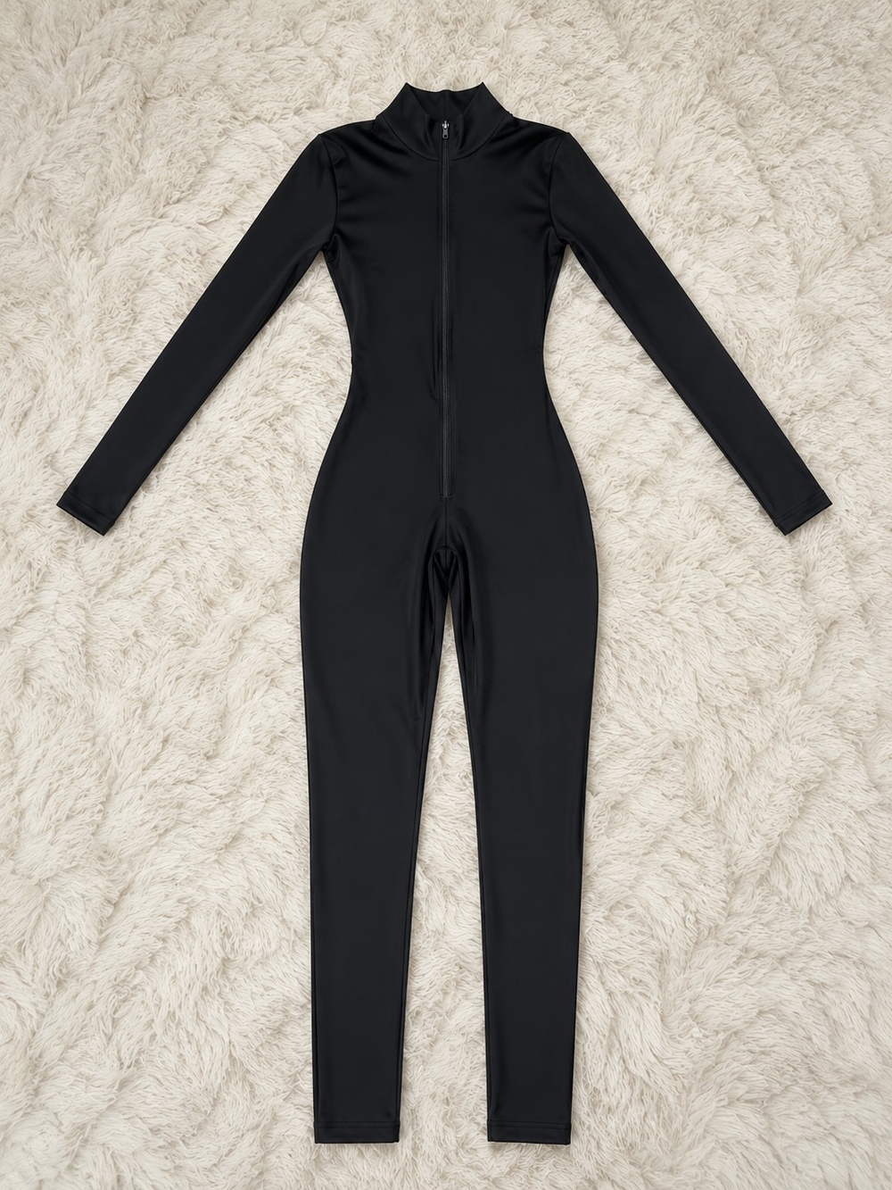 Black Long-Sleeve Full Zip Catsuit